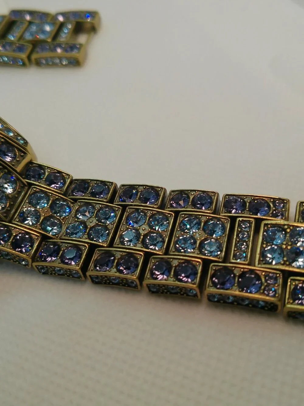 Heidi Daus quartz fashion watch bronze-tone covered with lavender-purple crystal